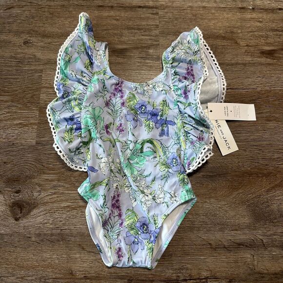 Janie and Jack Other - Janie and Jack Girls 18-24 Months Swimsuit One Piece Floral Flutter Purple Swim